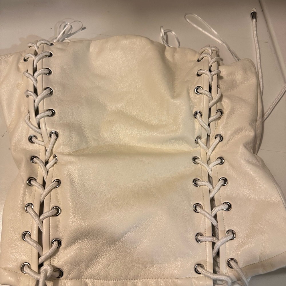 White Lace-Up Leather top